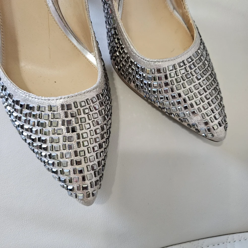 Jessica Simpson Claya Metal Pump in Gold Pewter high heel shoes size 10